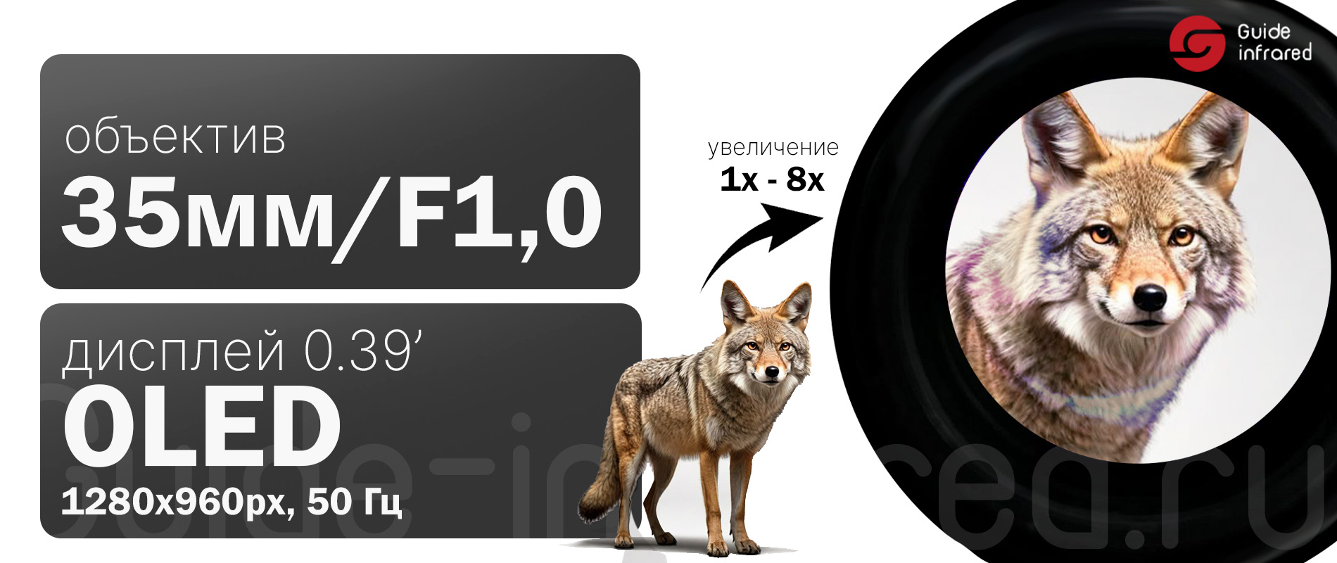 Тепловизионный монокуляр Guide TE211 (256х192px, ø10мм)