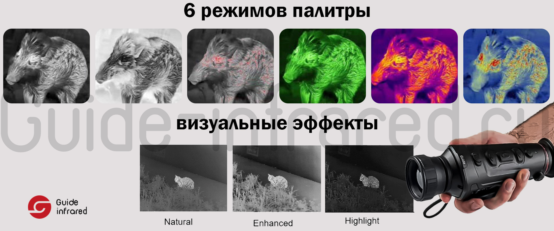 Тепловизионный монокуляр Guide TE211 (256х192px, ø10мм)