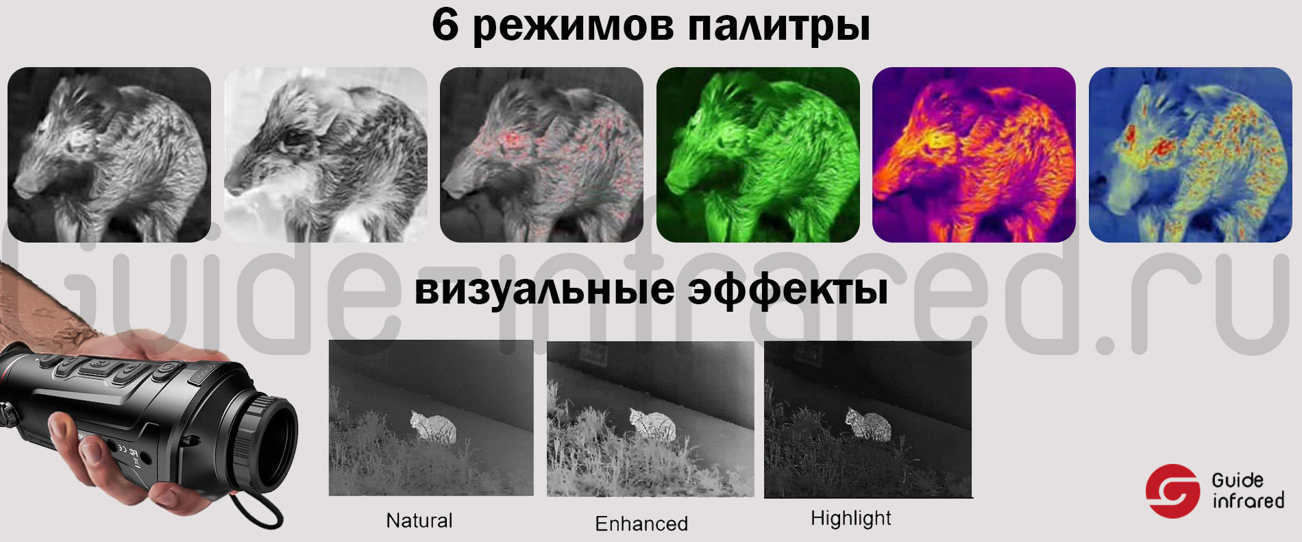Тепловизионный монокуляр Guide TE211 (256х192px, ø10мм)