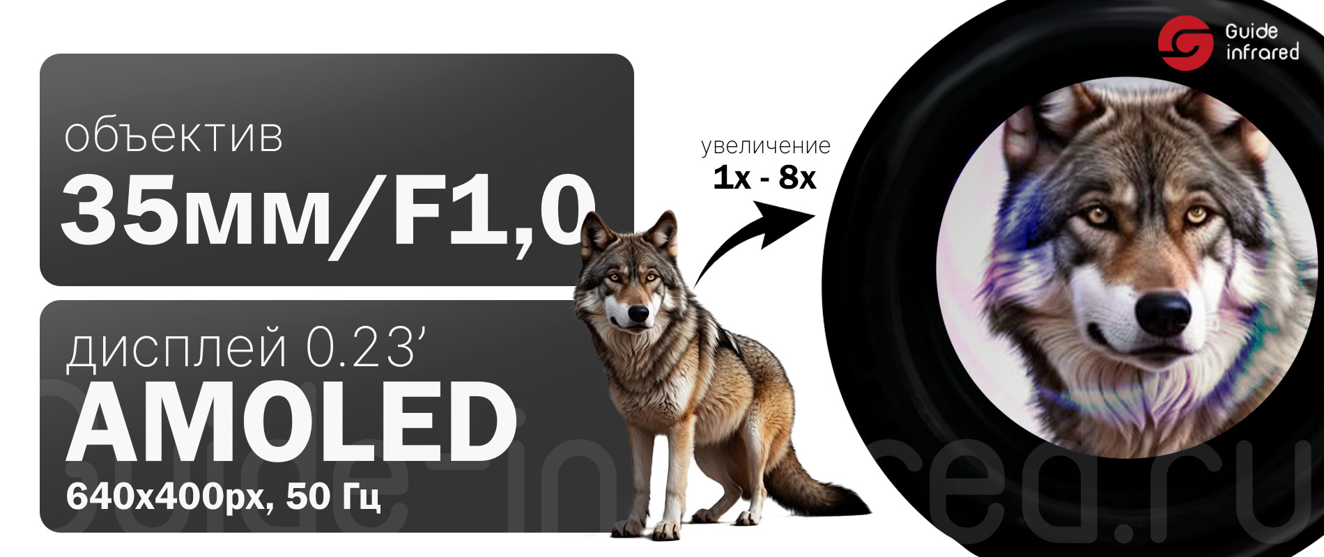 Тепловизионный монокуляр Guide TE211 (256х192px, ø10мм)
