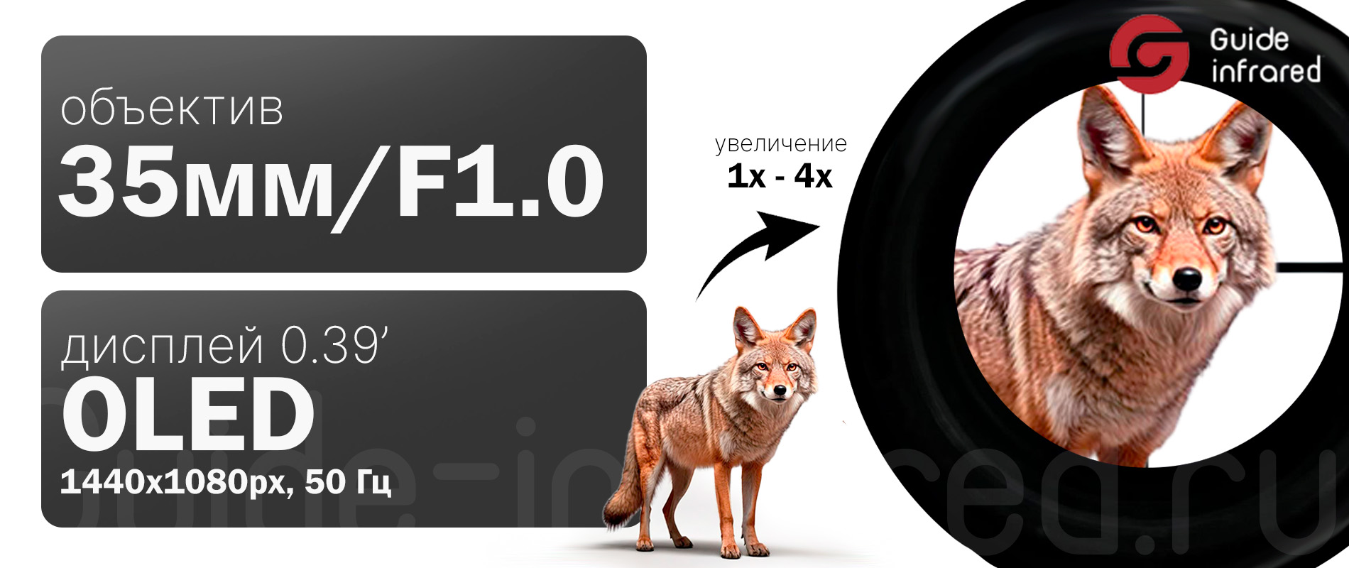 Тепловизионный монокуляр Guide TE211 (256х192px, ø10мм)