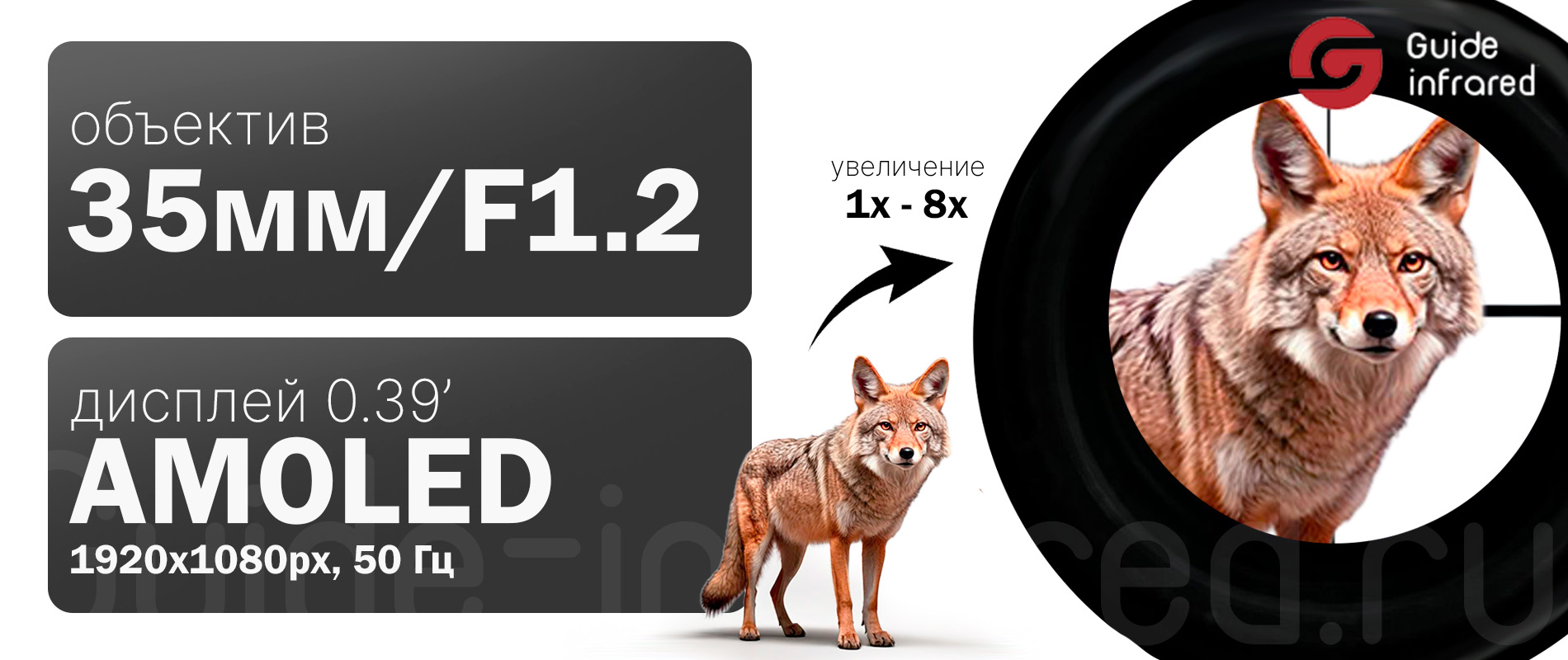 Тепловизионный монокуляр Guide TE211 (256х192px, ø10мм)