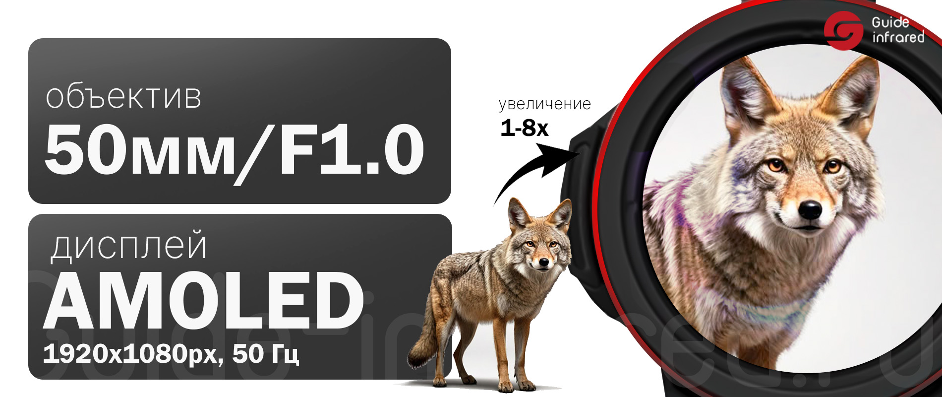 Тепловизионный монокуляр Guide TE211 (256х192px, ø10мм)